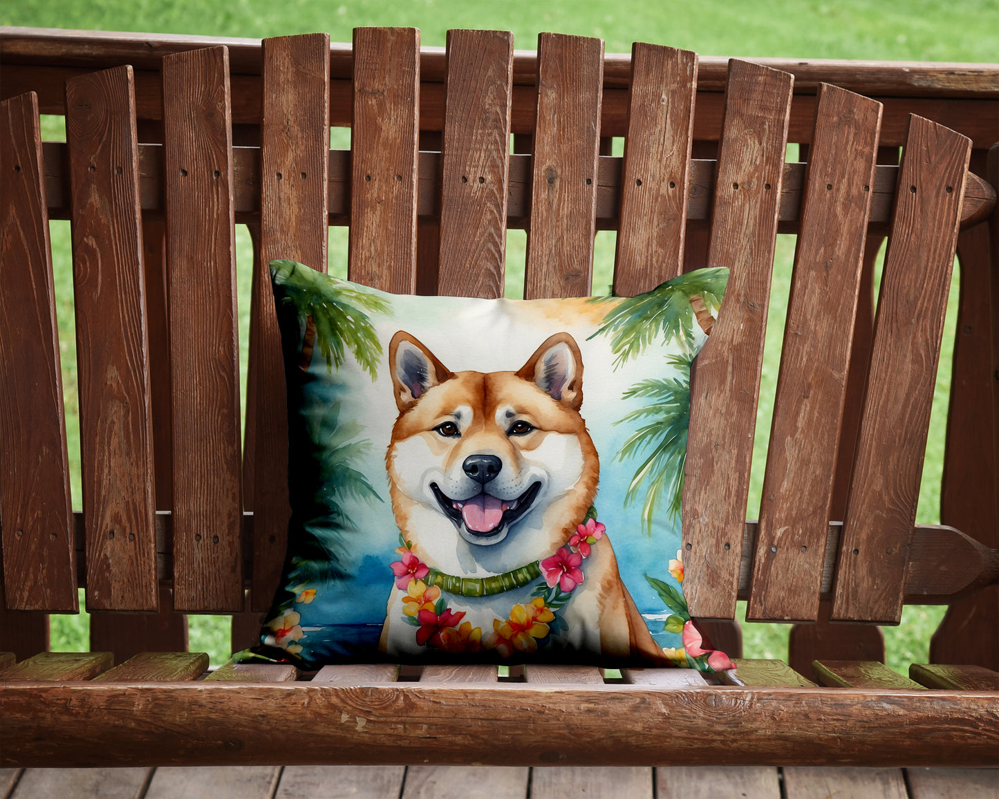 Akita Luau Throw Pillow