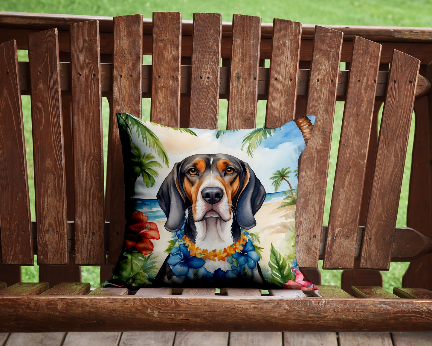 American English Coonhound Luau Throw Pillow