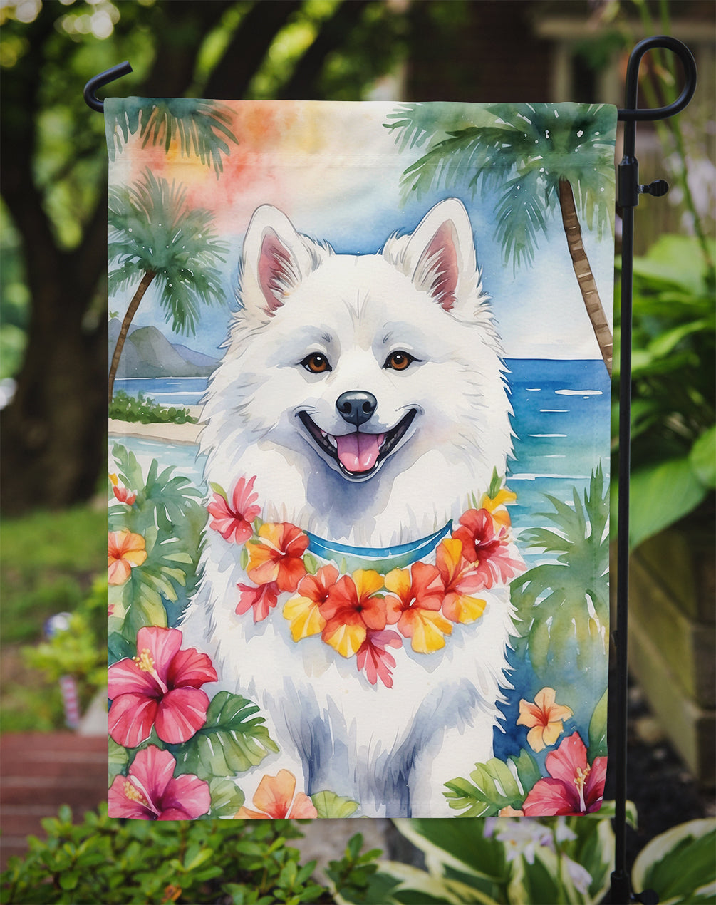 American Eskimo Luau Garden Flag