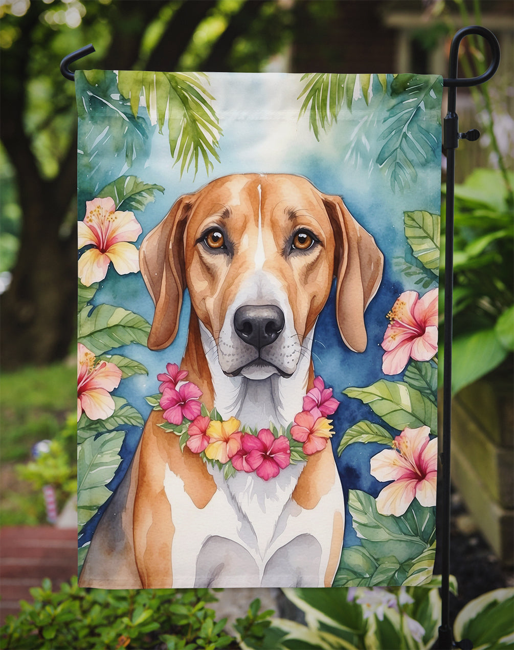 American Foxhound Luau Garden Flag