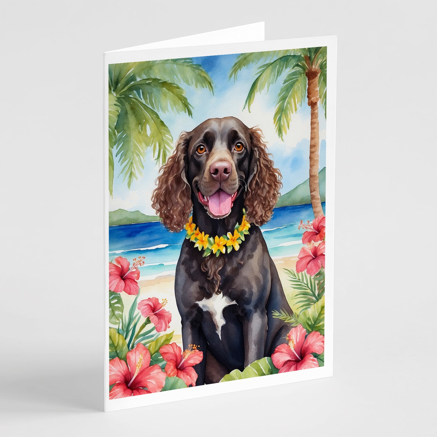 Buy this American Water Spaniel Luau Greeting Cards Pack of 8