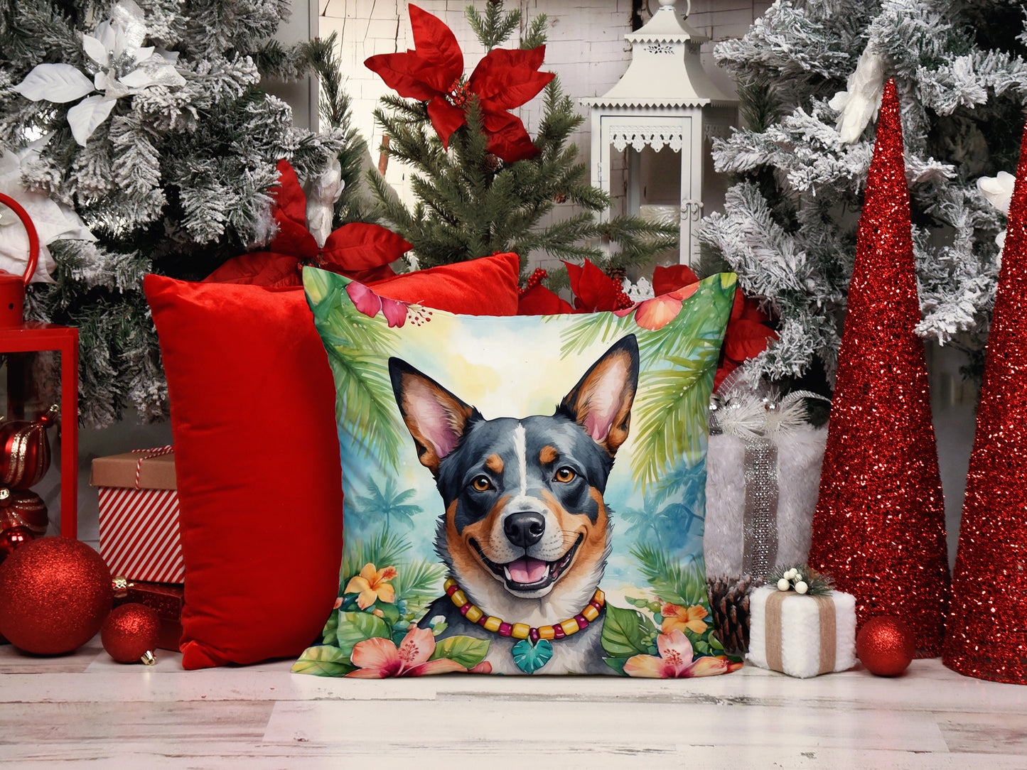 Australian Cattle Dog Luau Throw Pillow