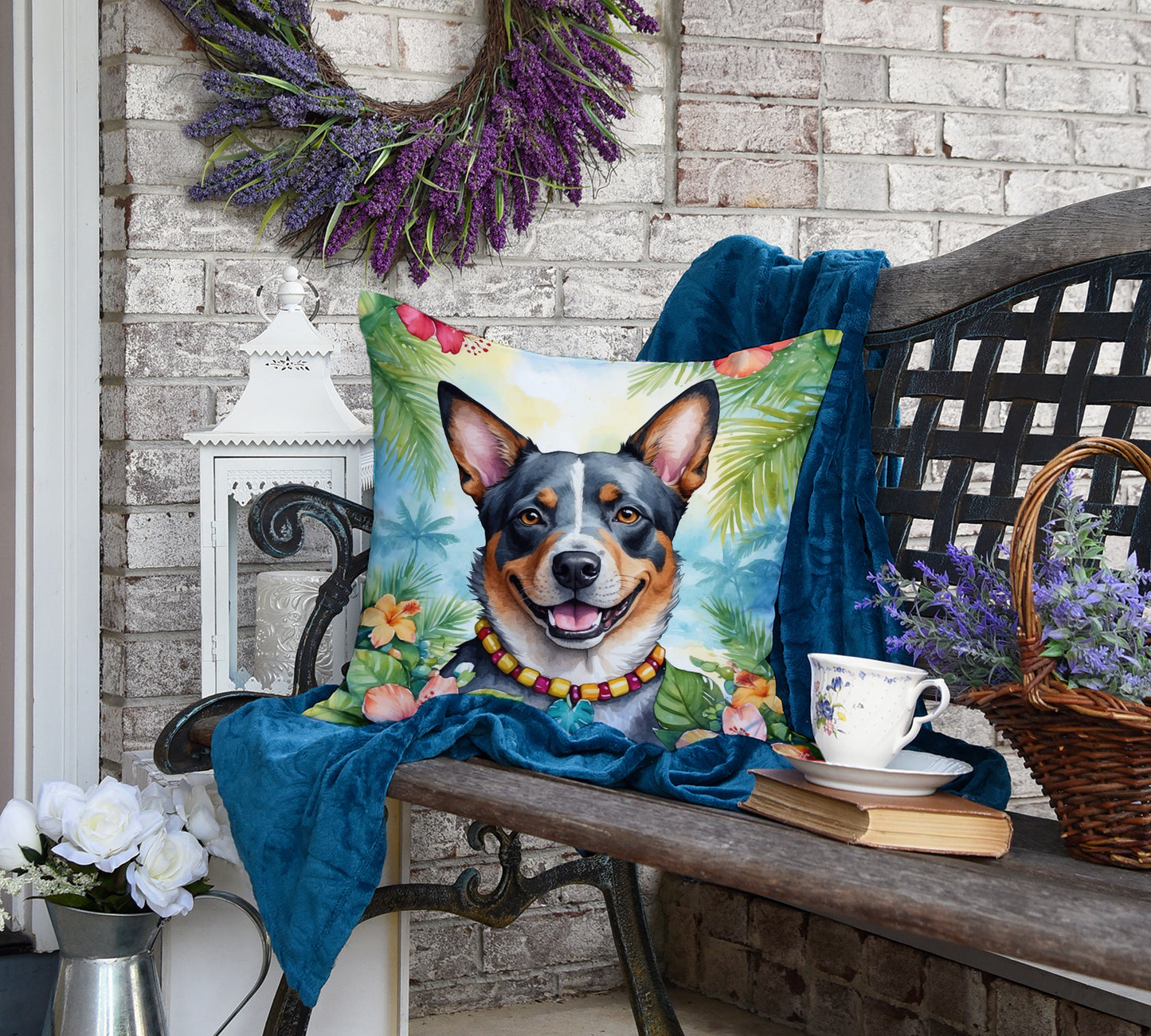 Australian Cattle Dog Luau Throw Pillow