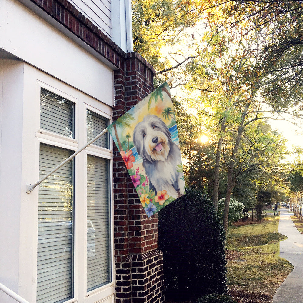 Bearded Collie Luau House Flag