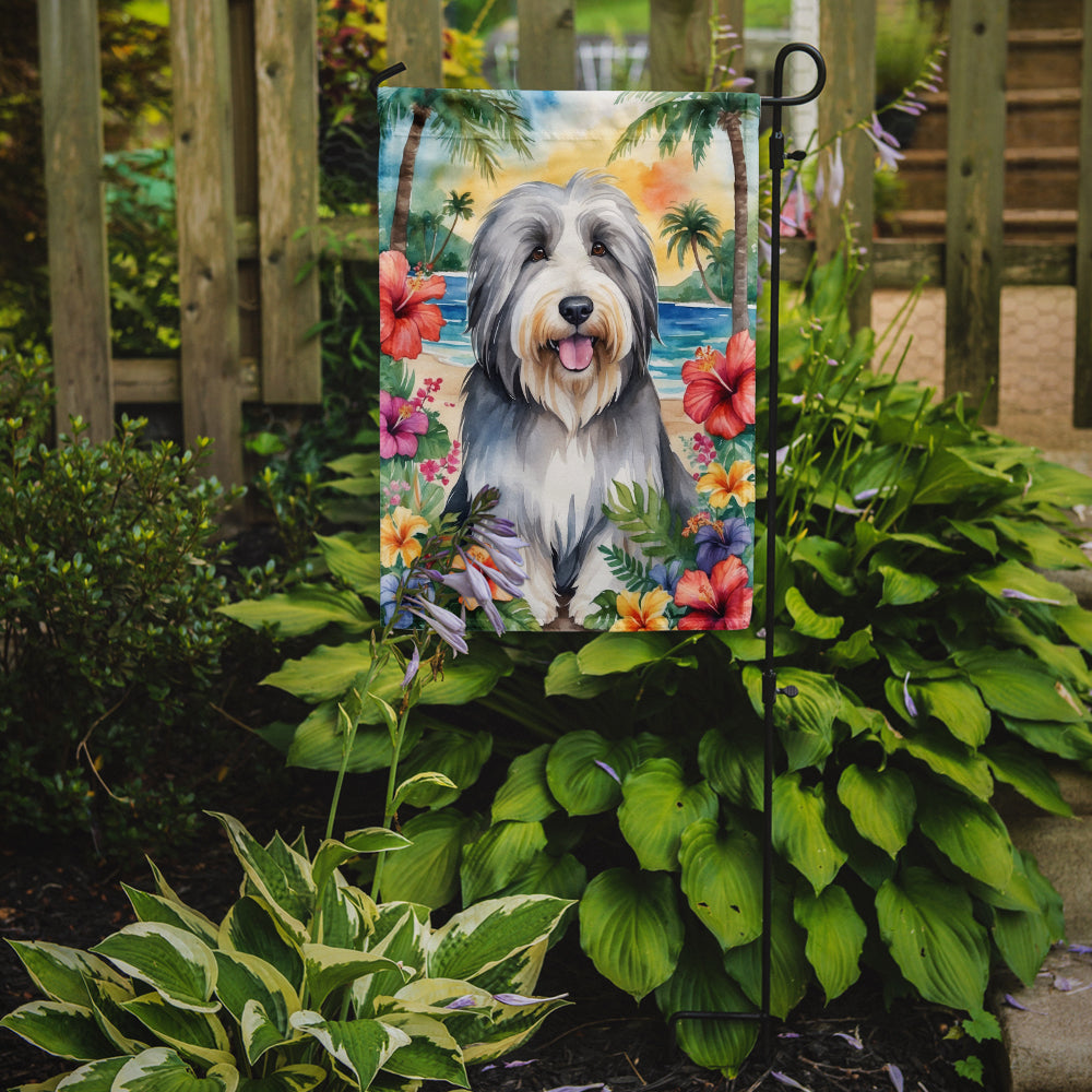 Bearded Collie Luau Garden Flag