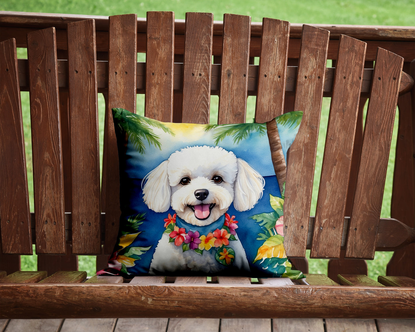 Bichon Frise Luau Throw Pillow