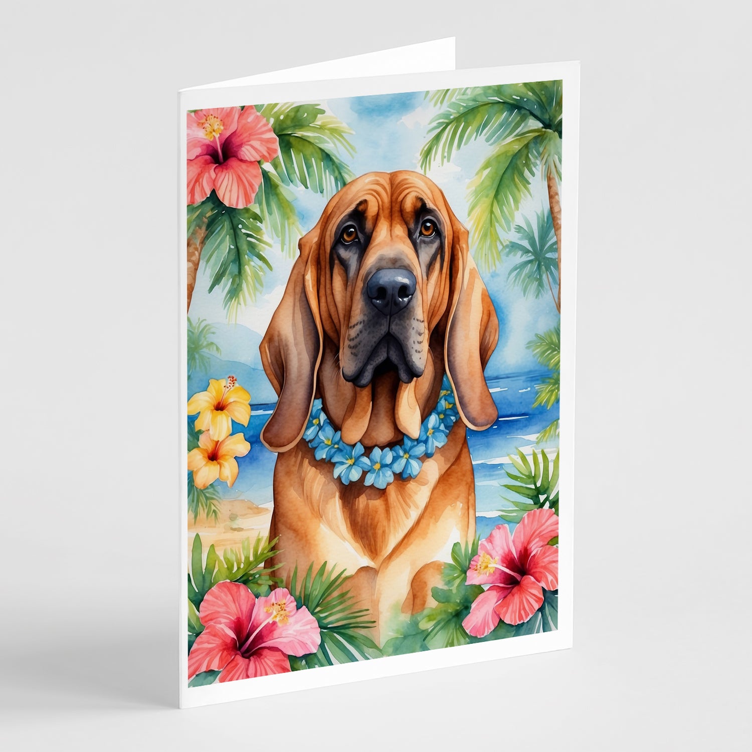 Buy this Bloodhound Luau Greeting Cards Pack of 8