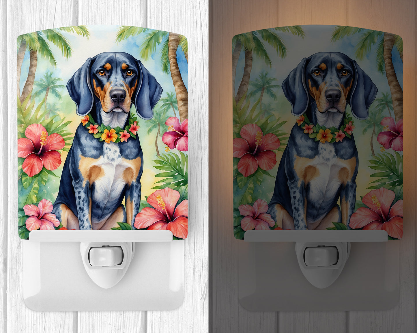 Bluetick Coonhound Luau Ceramic Night Light