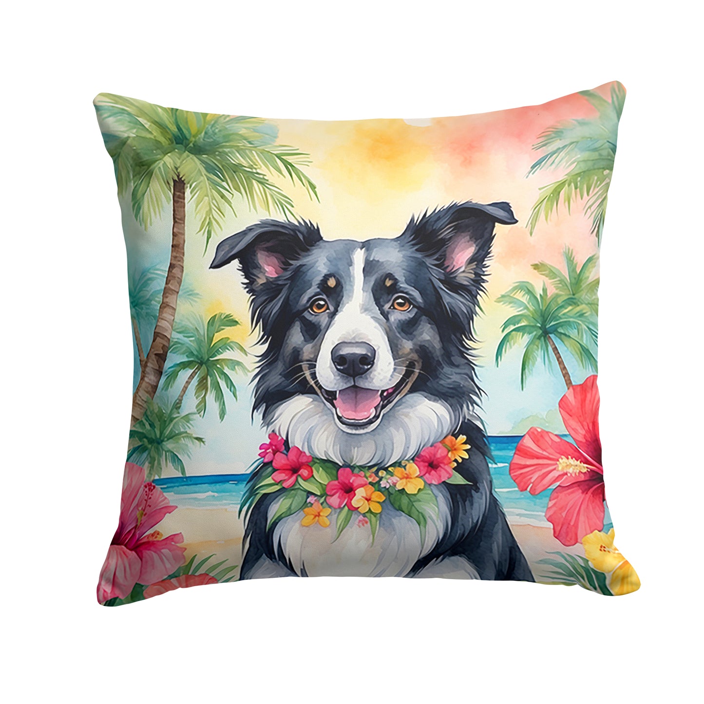 Buy this Border Collie Luau Throw Pillow