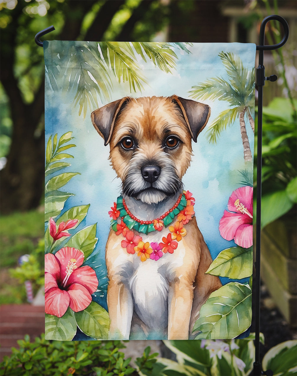 Border Terrier Luau Garden Flag