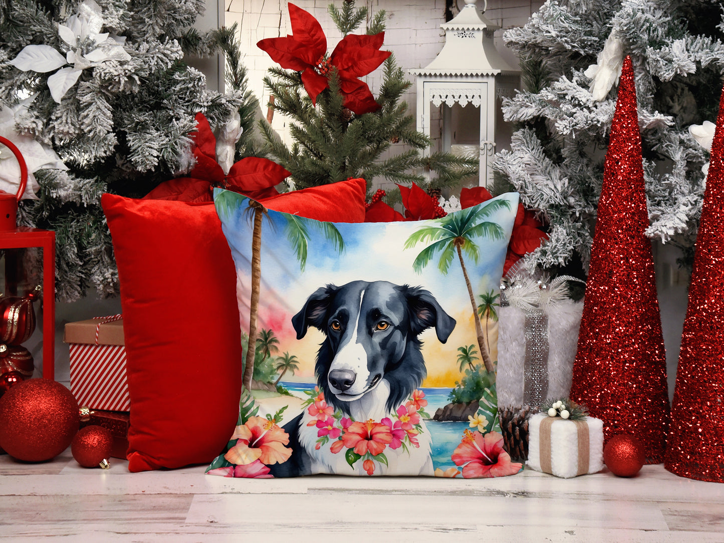 Borzoi Luau Throw Pillow