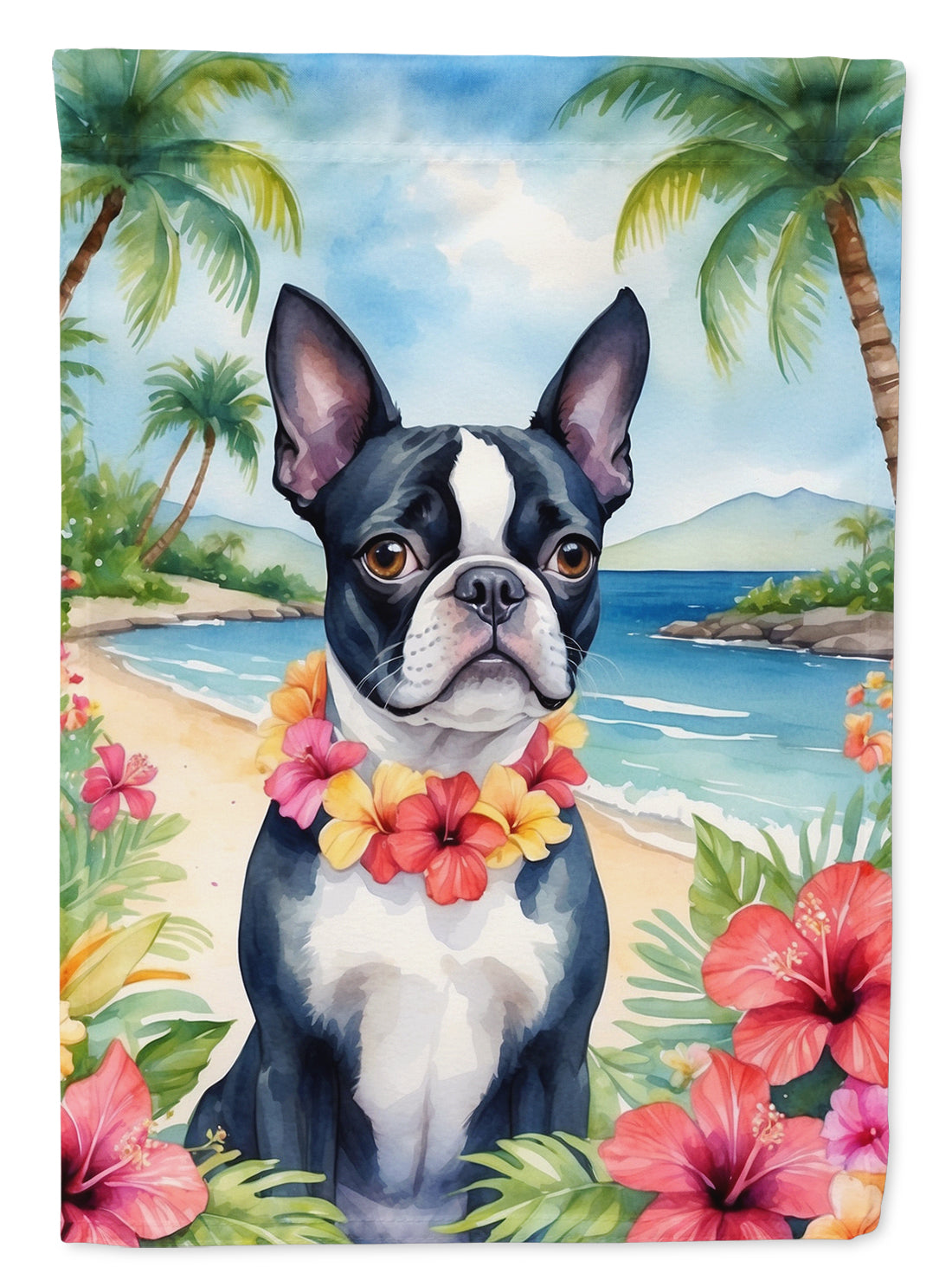 Buy this Boston Terrier Luau Garden Flag