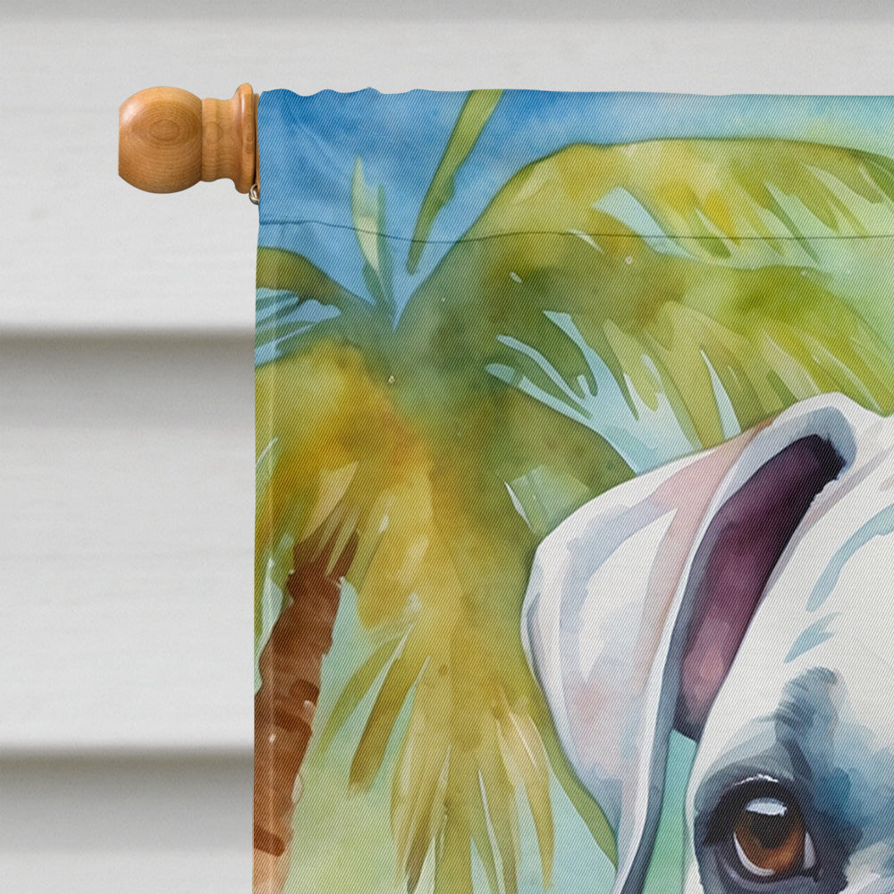 White Boxer Luau House Flag