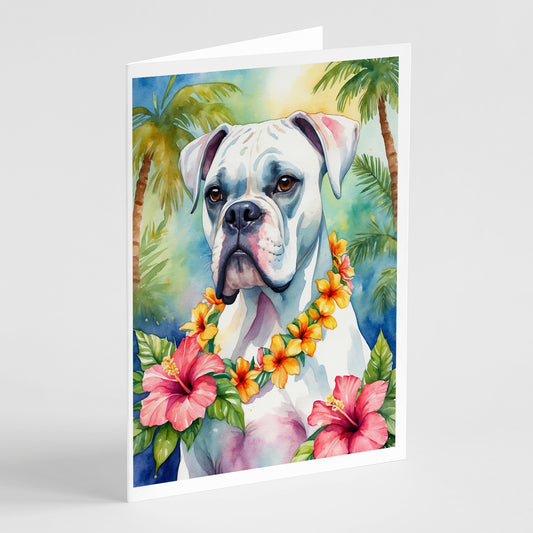 Buy this White Boxer Luau Greeting Cards Pack of 8