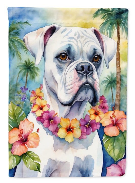 Buy this White Boxer Luau House Flag