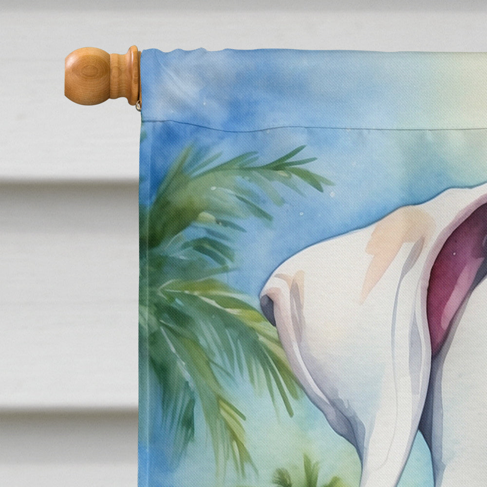 White Boxer Luau House Flag
