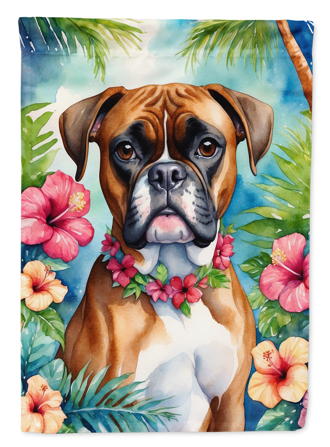 Buy this Boxer Luau Garden Flag