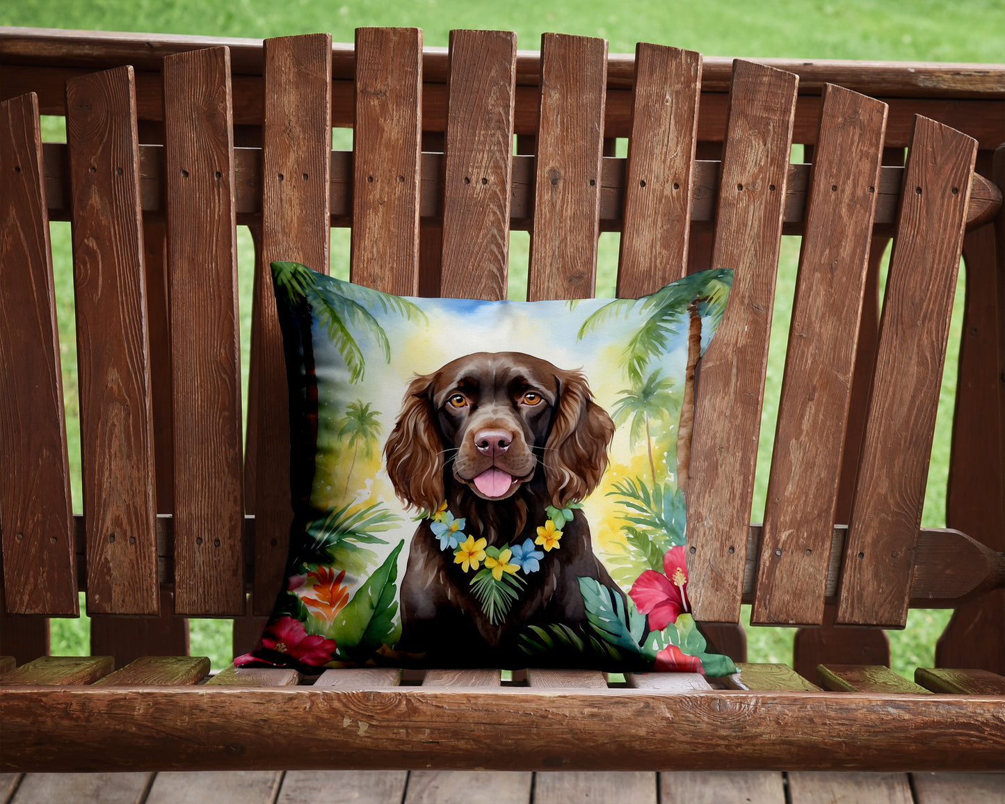 Boykin Spaniel Luau Throw Pillow