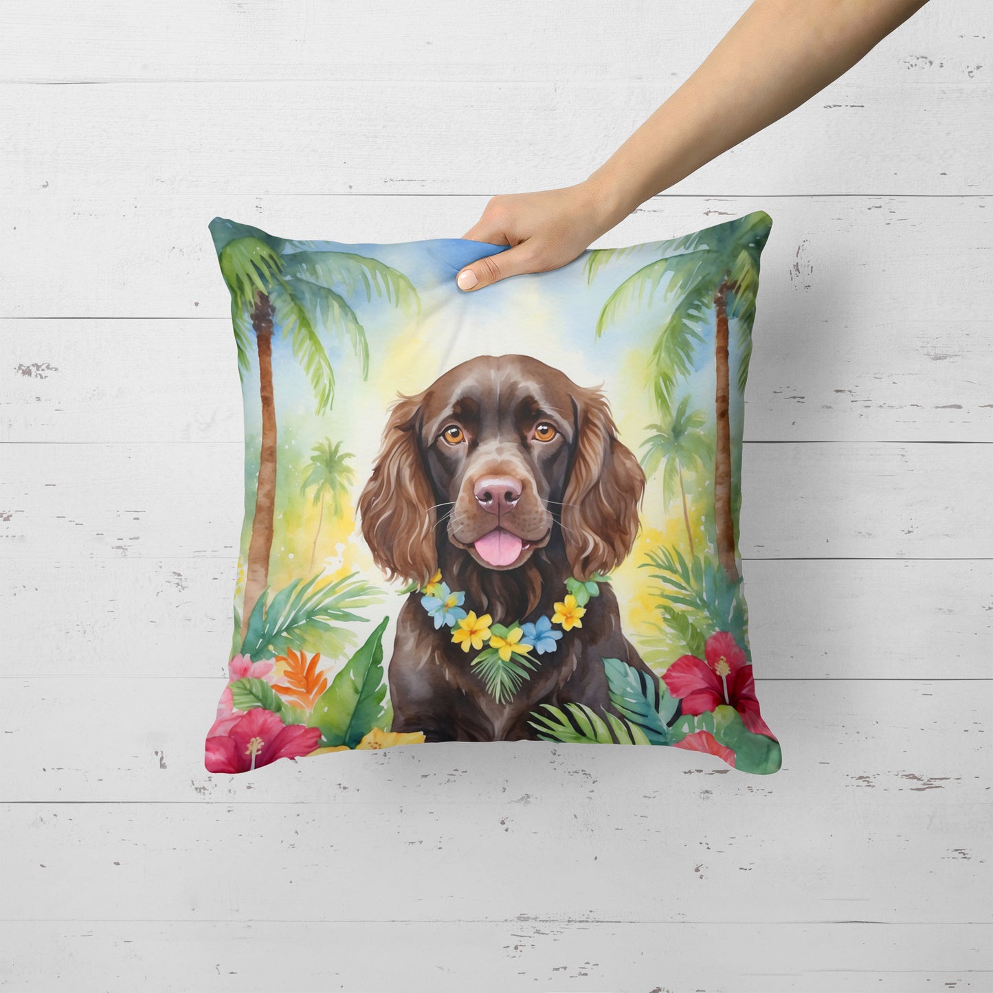 Boykin Spaniel Luau Throw Pillow