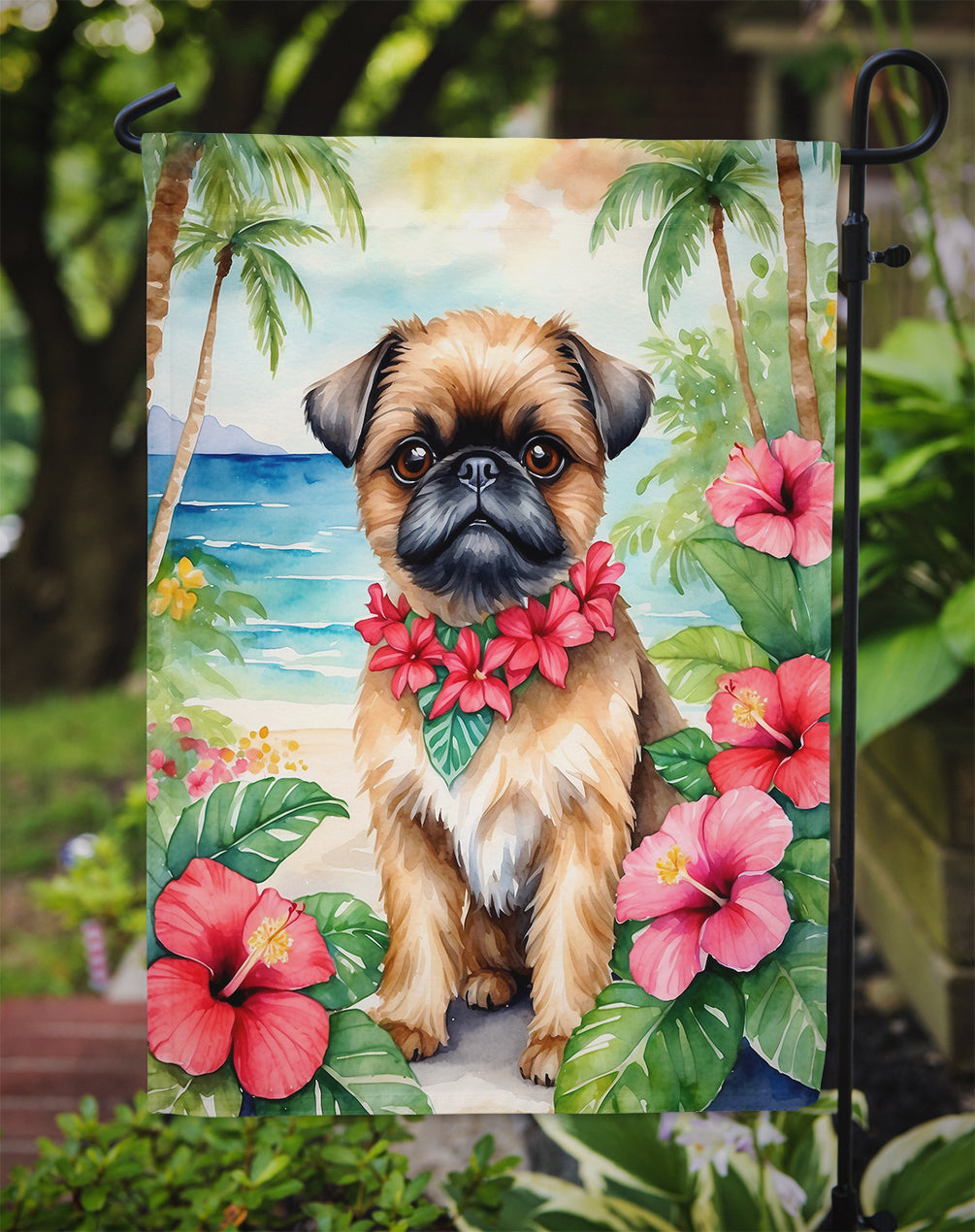 Brussels Griffon Luau Garden Flag