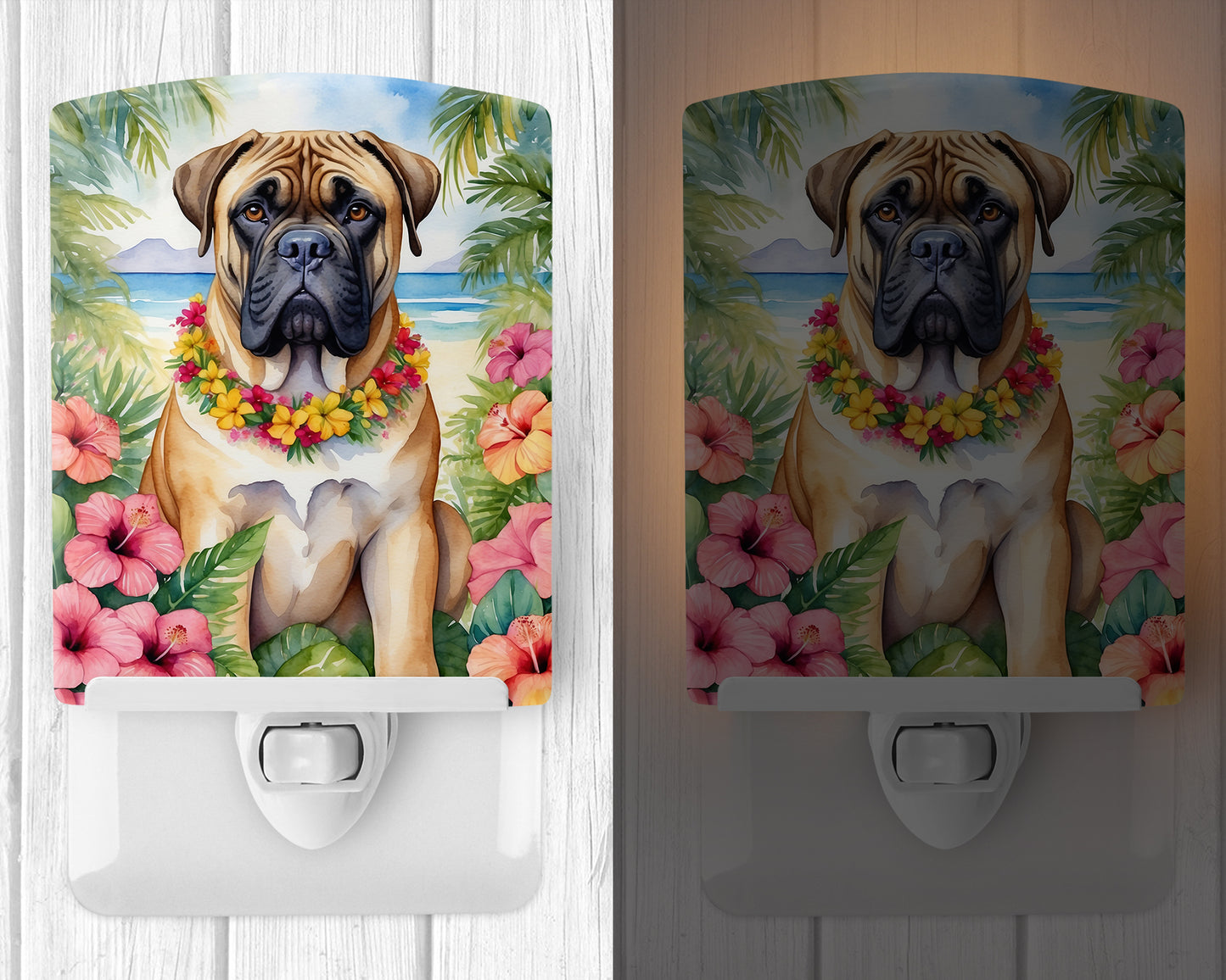 Bullmastiff Luau Ceramic Night Light