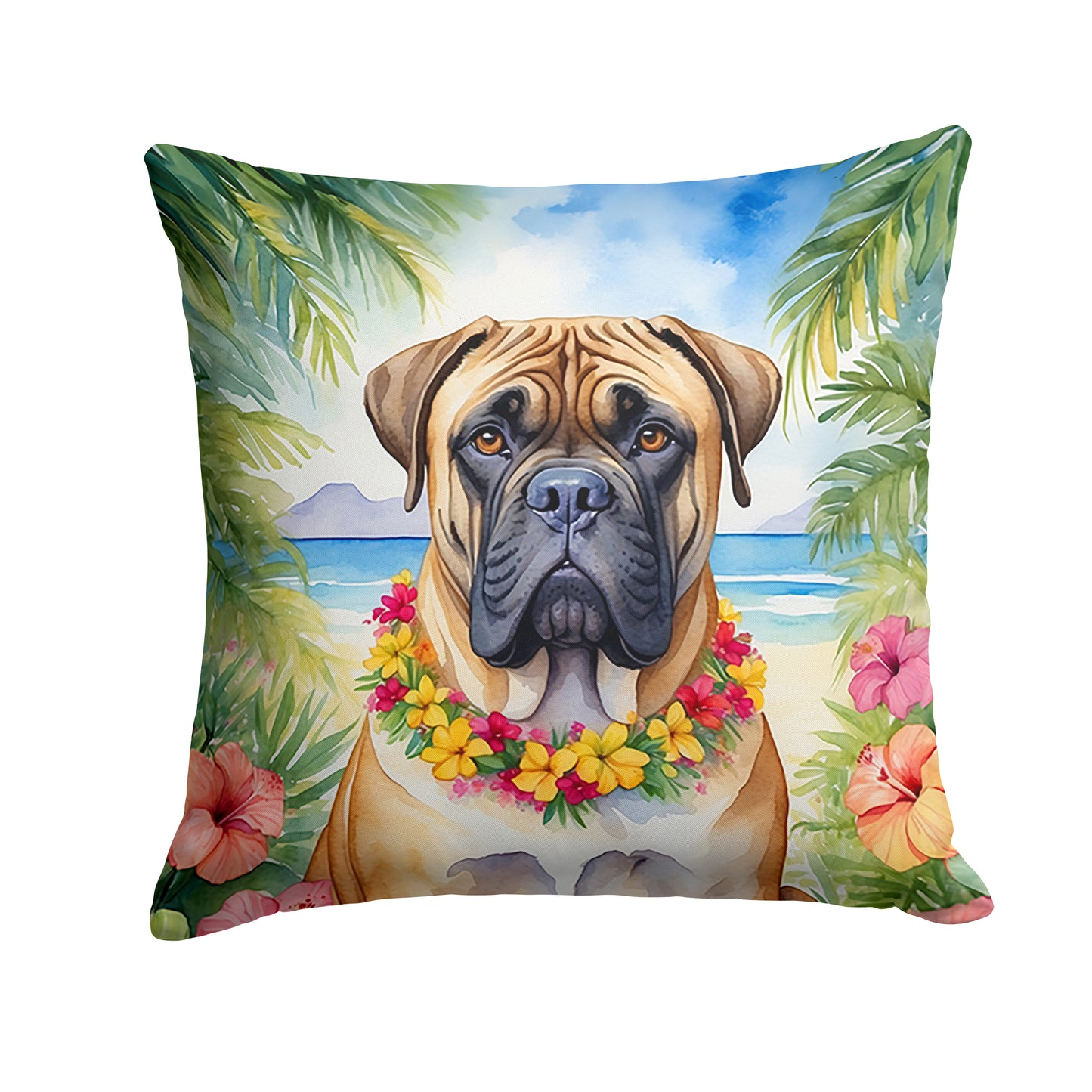 Buy this Bullmastiff Luau Throw Pillow