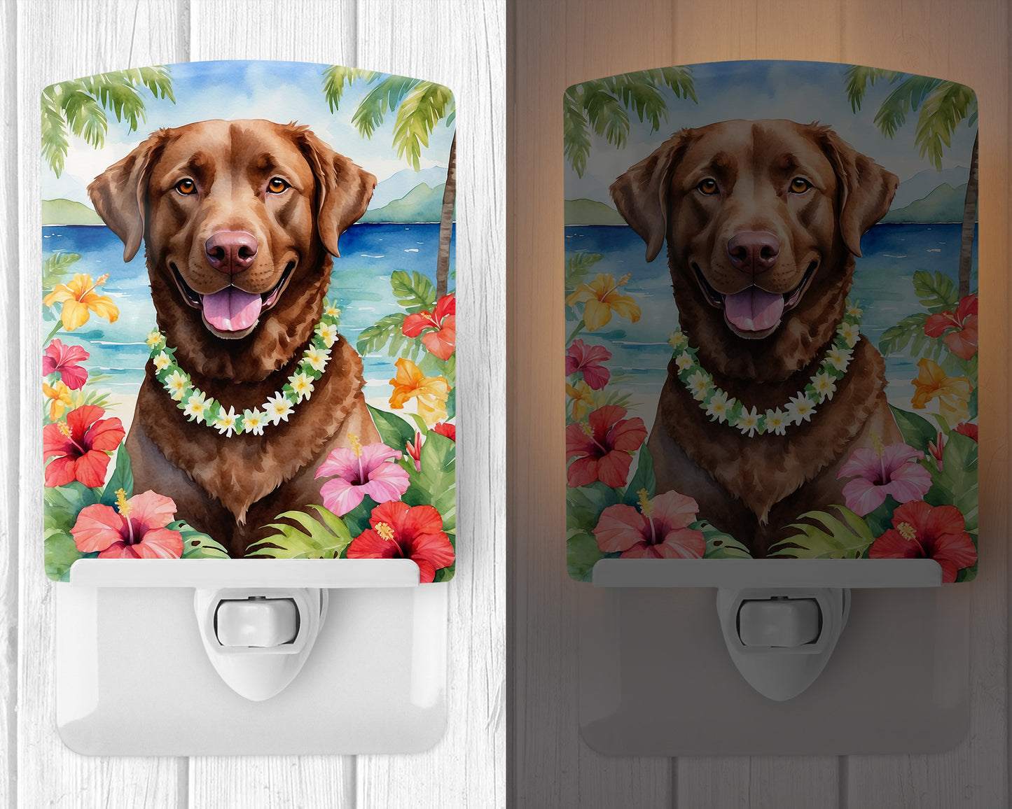 Chesapeake Bay Retriever Luau Ceramic Night Light