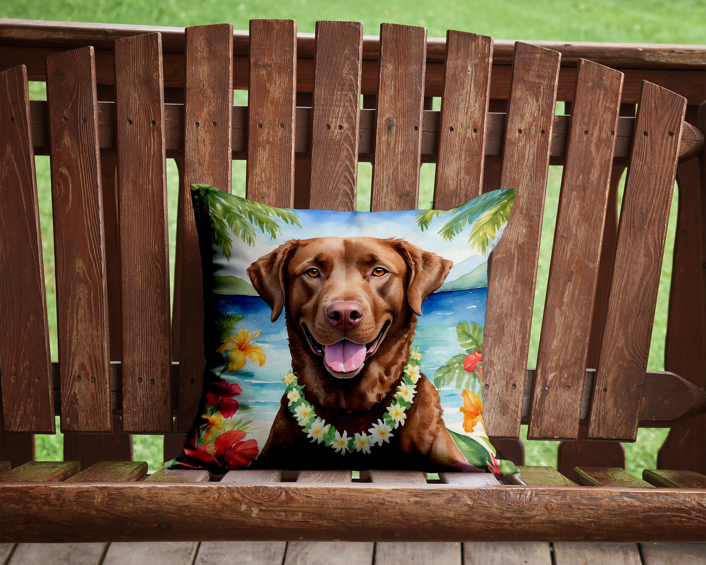 Chesapeake Bay Retriever Luau Throw Pillow
