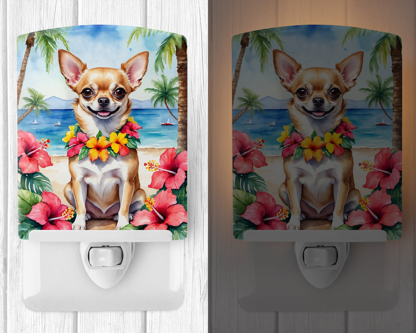 Chihuahua Luau Ceramic Night Light