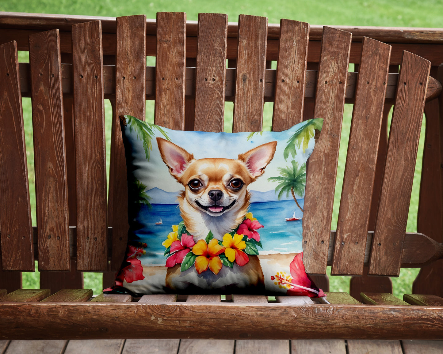 Chihuahua Luau Throw Pillow