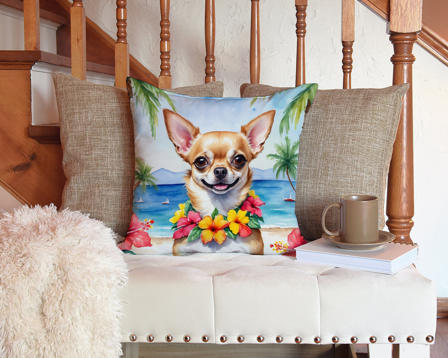 Chihuahua Luau Throw Pillow