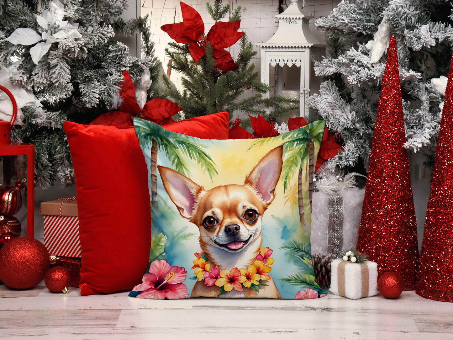 Chihuahua Luau Throw Pillow