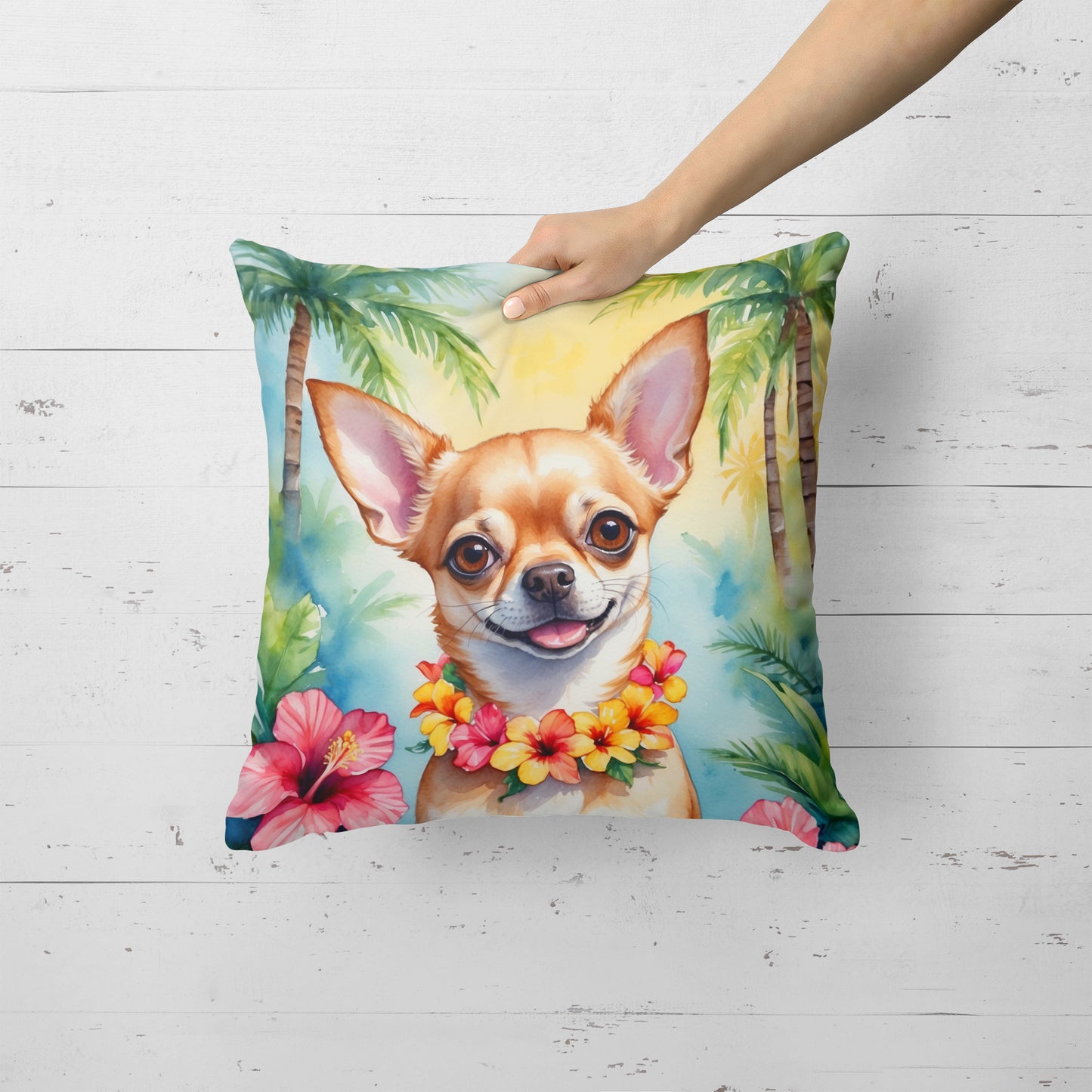 Chihuahua Luau Throw Pillow