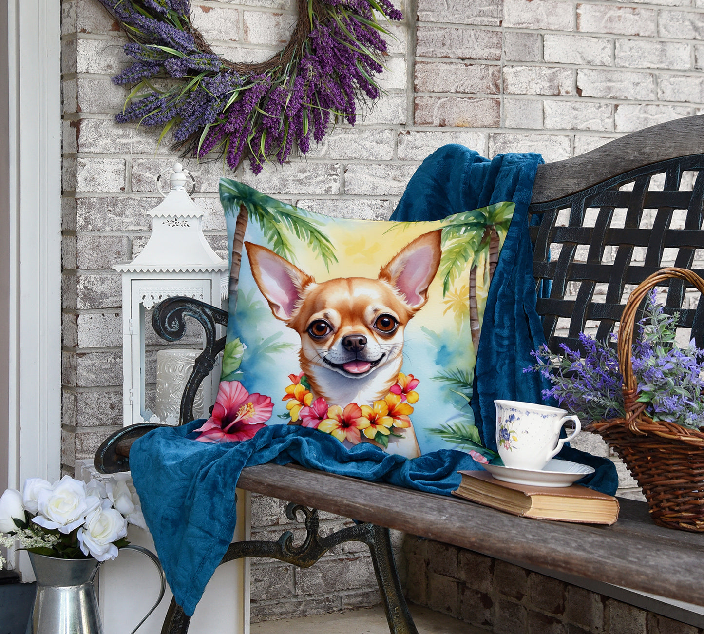 Chihuahua Luau Throw Pillow