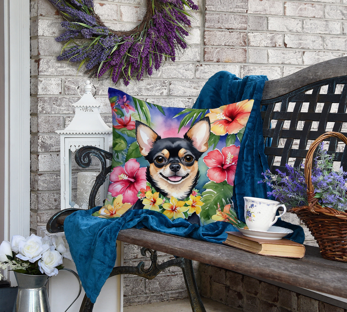 Chihuahua Luau Throw Pillow