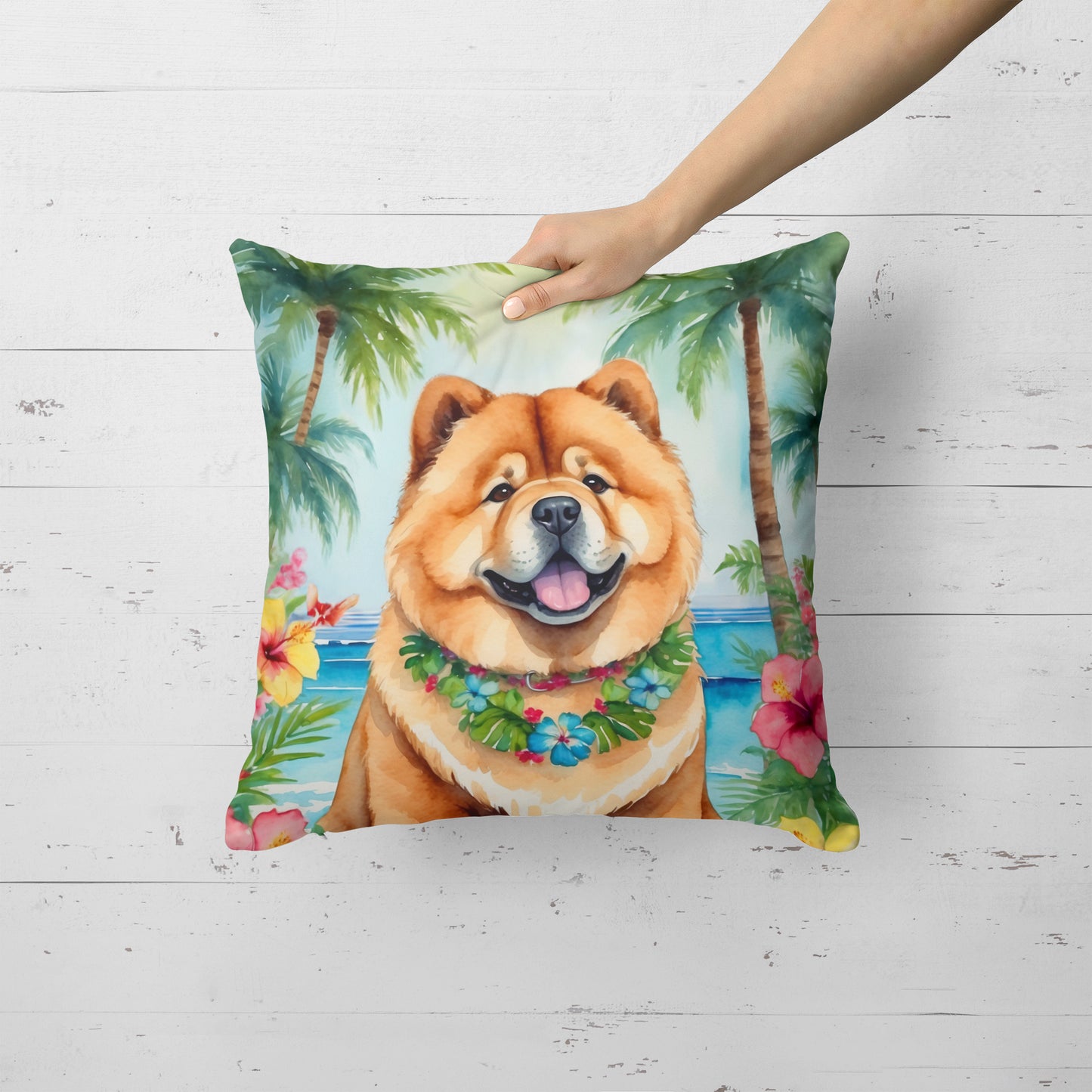 Chow Chow Luau Throw Pillow