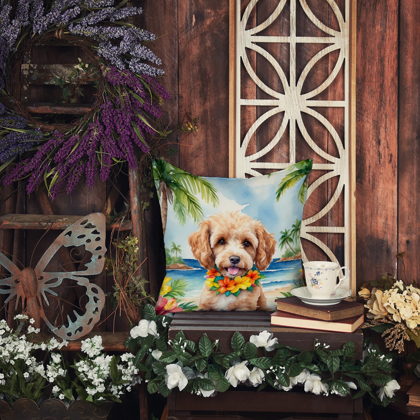 Cockapoo Luau Throw Pillow