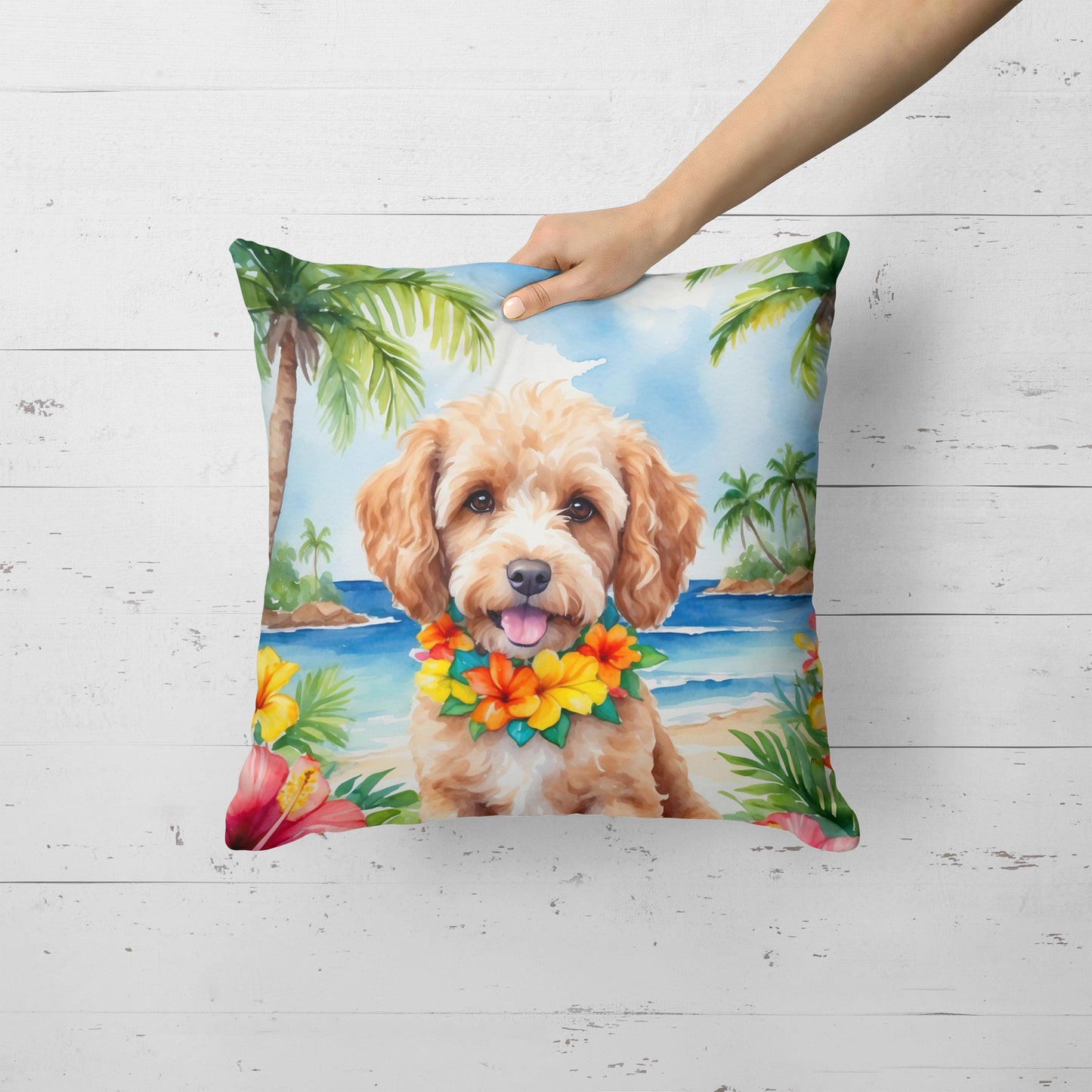 Cockapoo Luau Throw Pillow