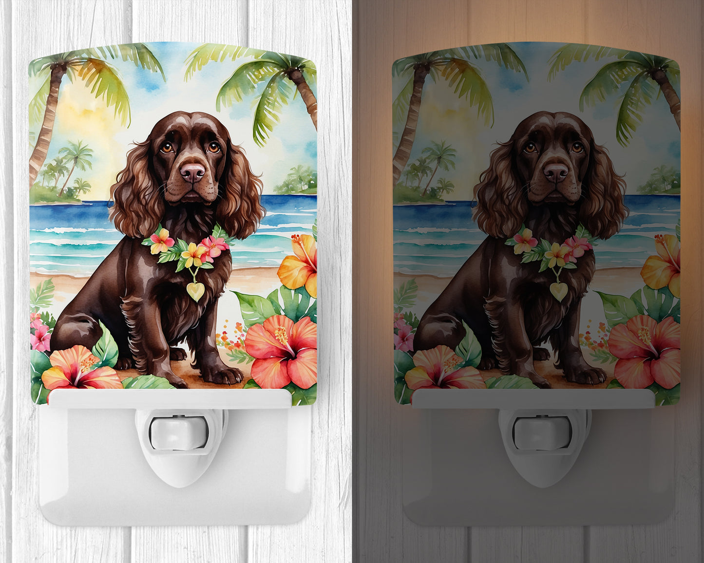 Cocker Spaniel Luau Ceramic Night Light