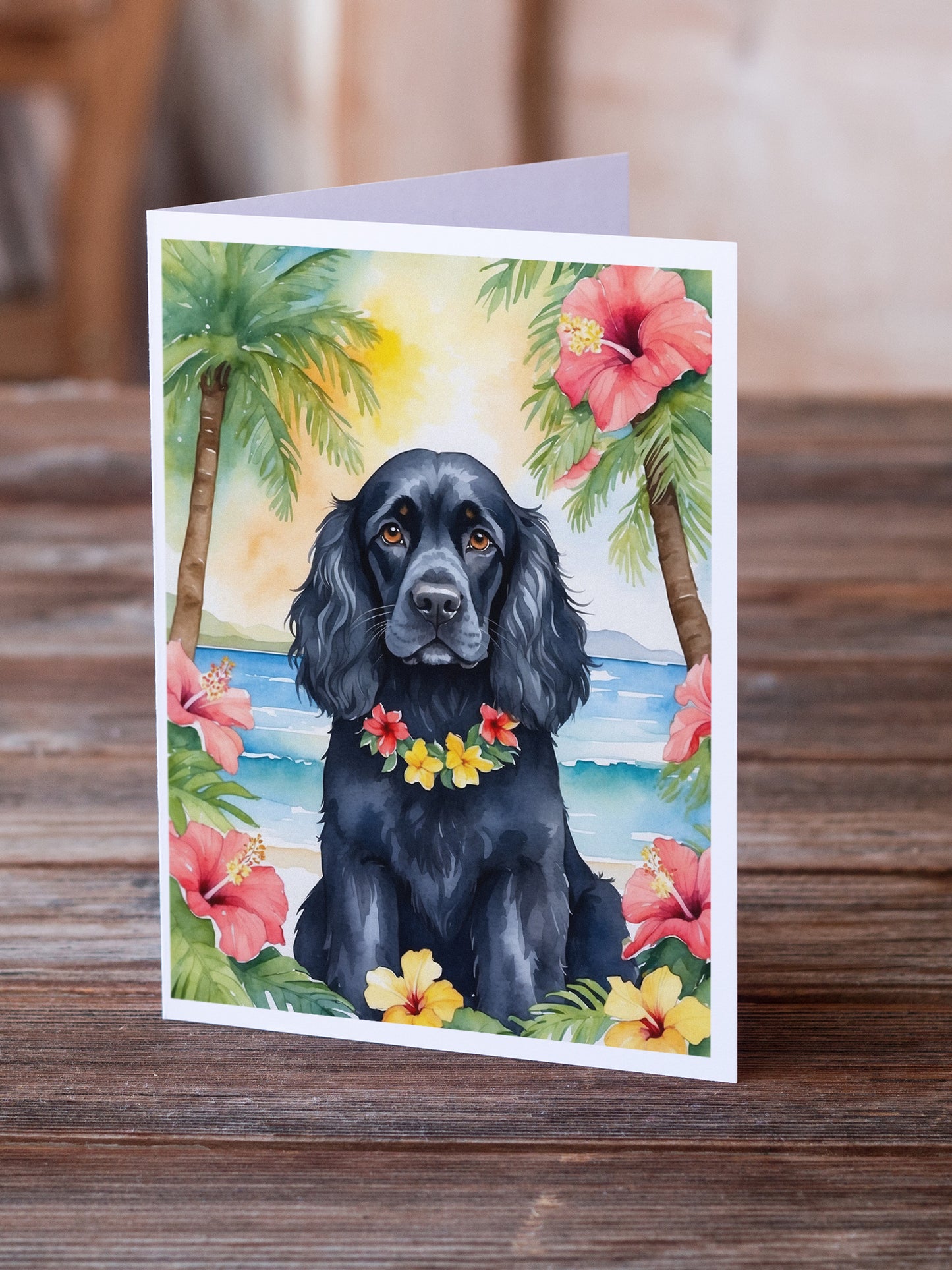 Cocker Spaniel Luau Greeting Cards Pack of 8