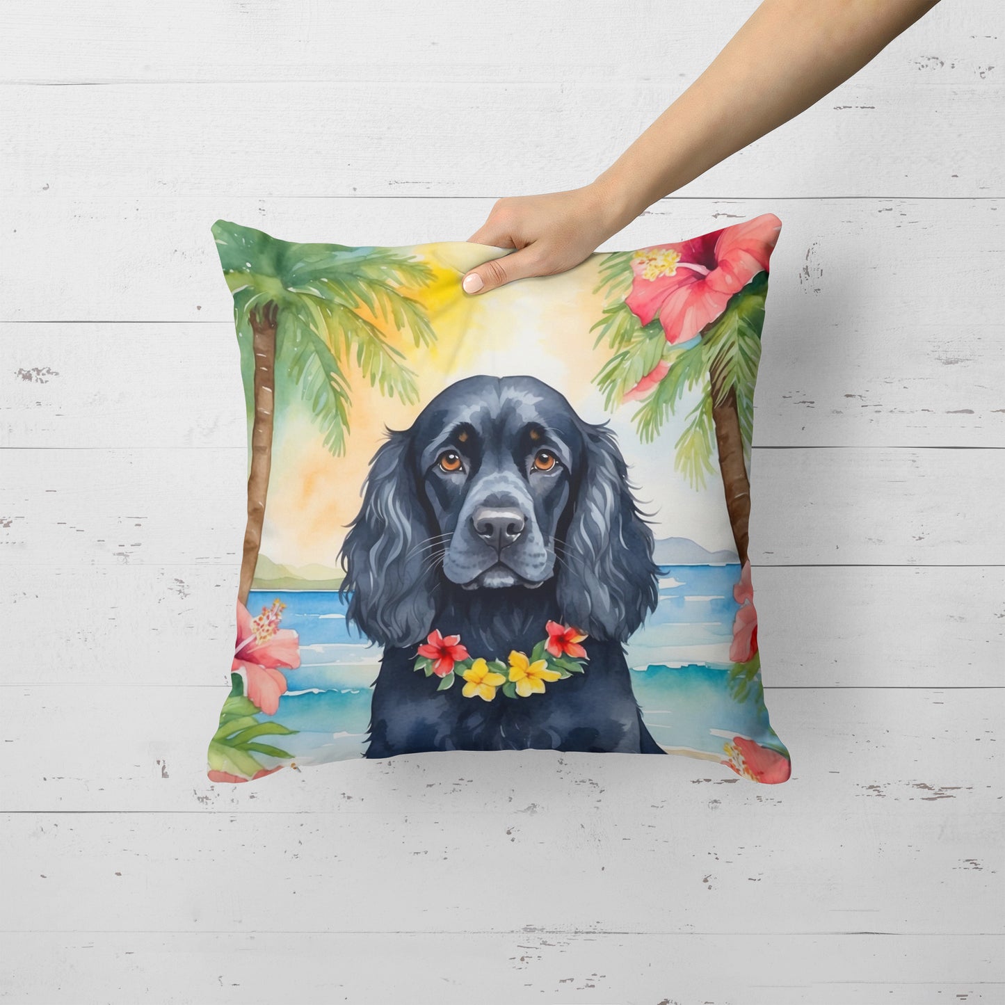 Cocker Spaniel Luau Throw Pillow