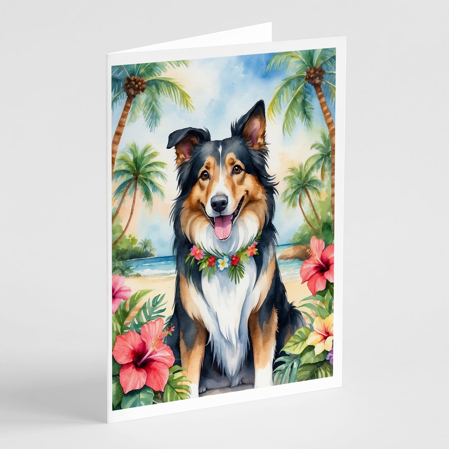 Buy this Collie Luau Greeting Cards Pack of 8