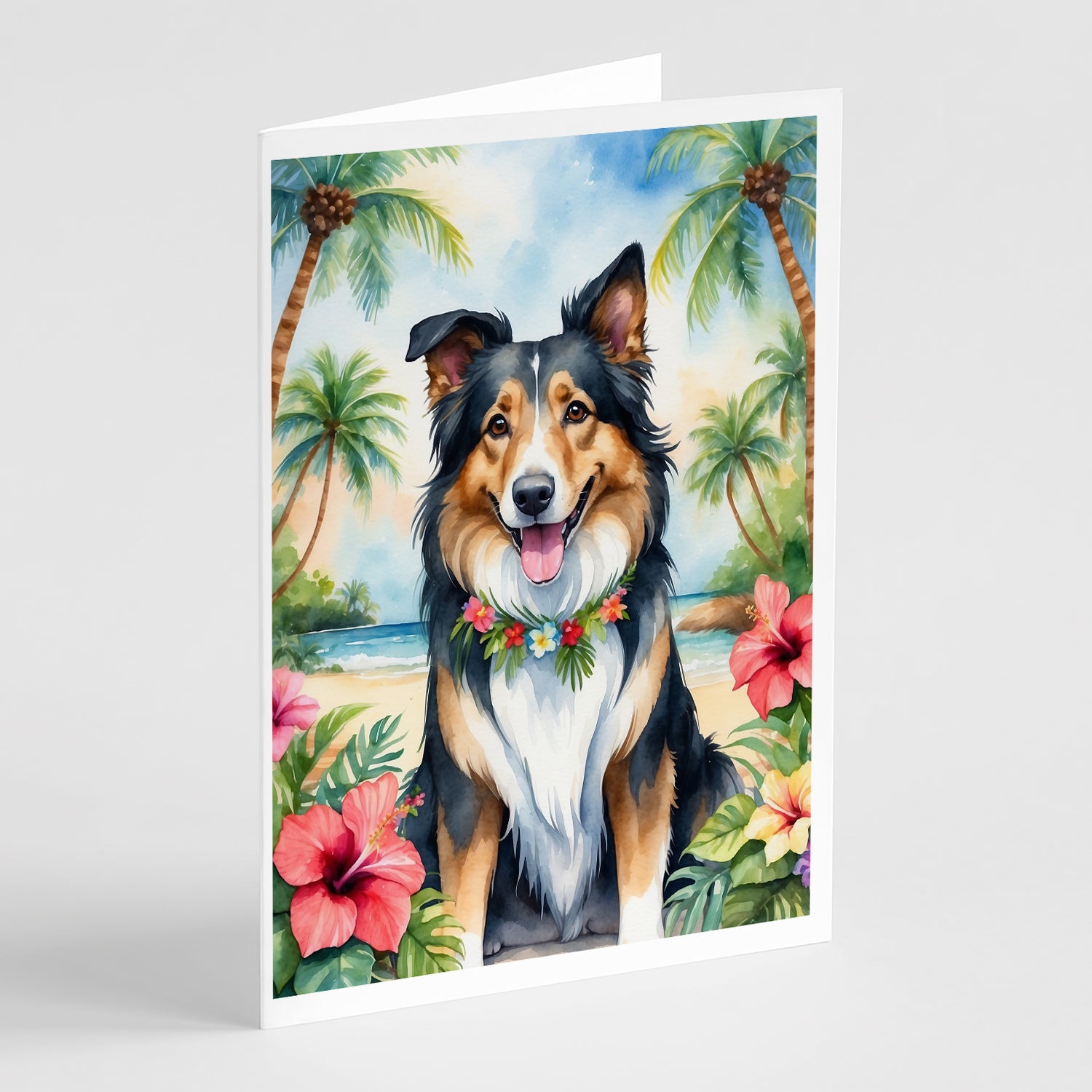 Buy this Collie Luau Greeting Cards Pack of 8