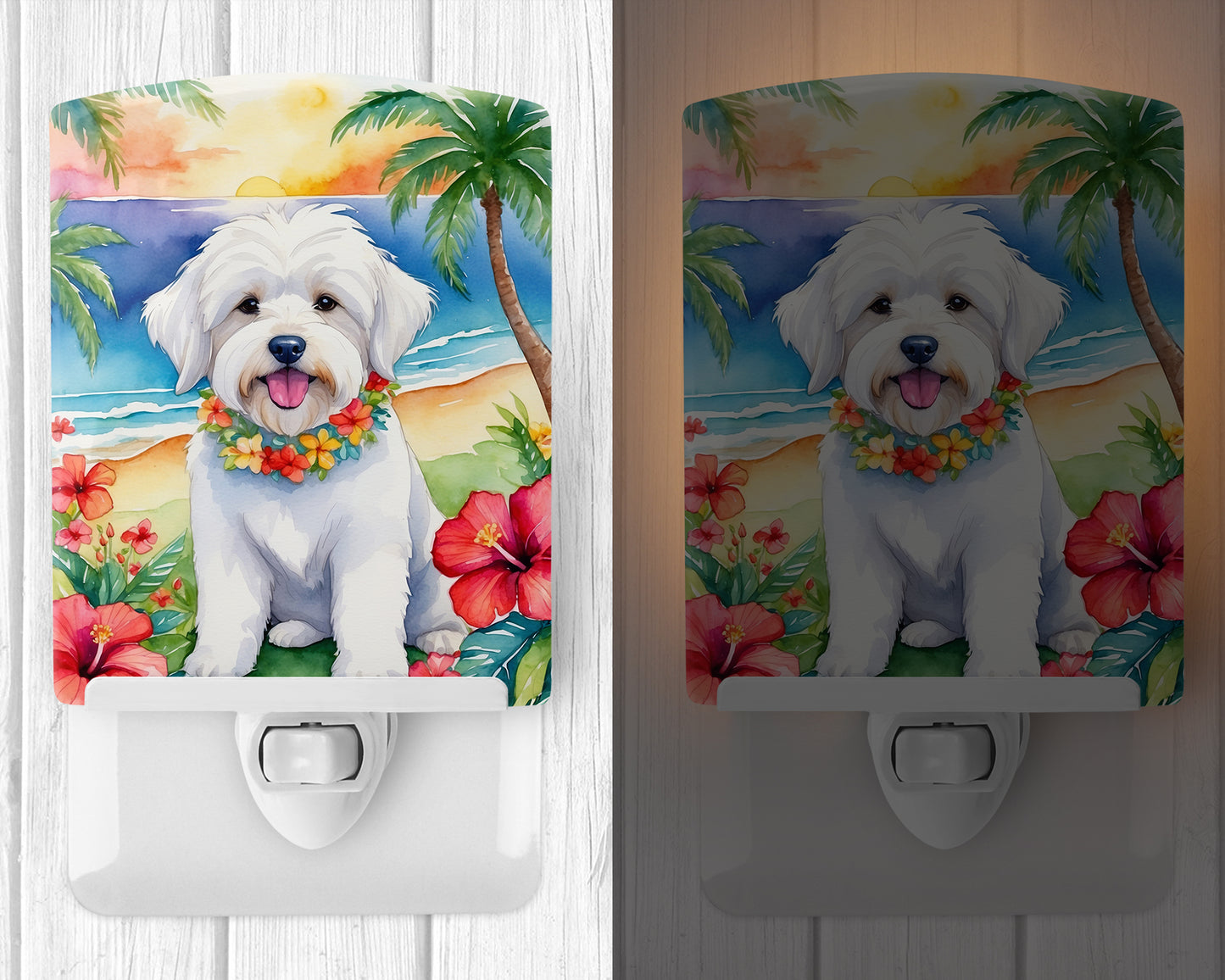 Coton de Tulear Luau Ceramic Night Light