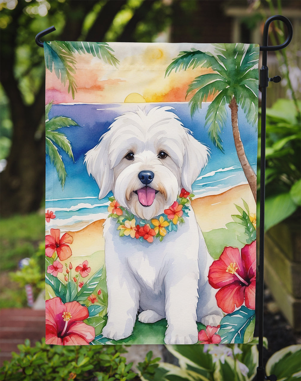 Coton de Tulear Luau Garden Flag
