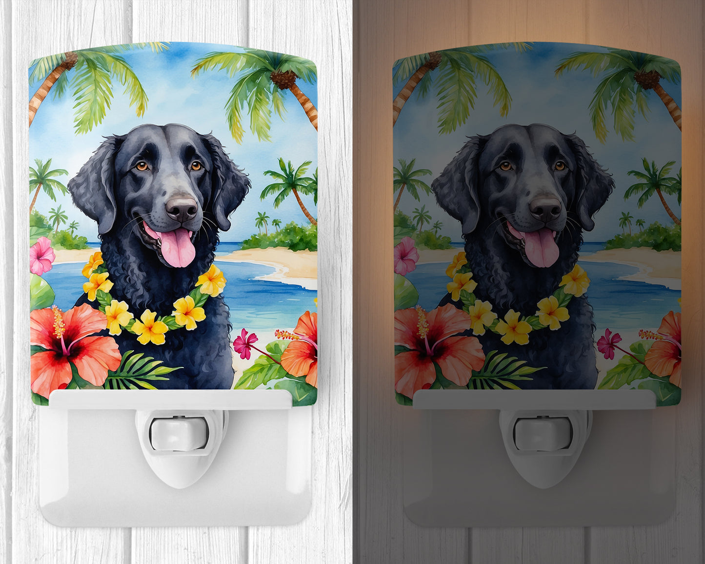 Curly-Coated Retriever Luau Ceramic Night Light