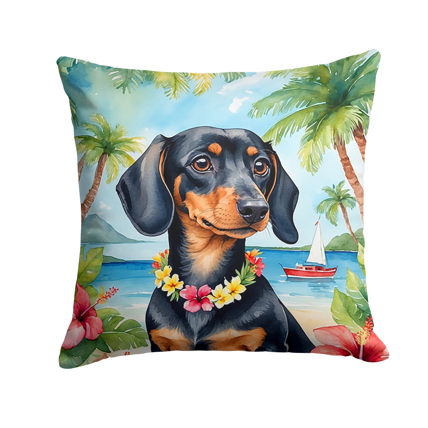 Buy this Dachshund Luau Throw Pillow