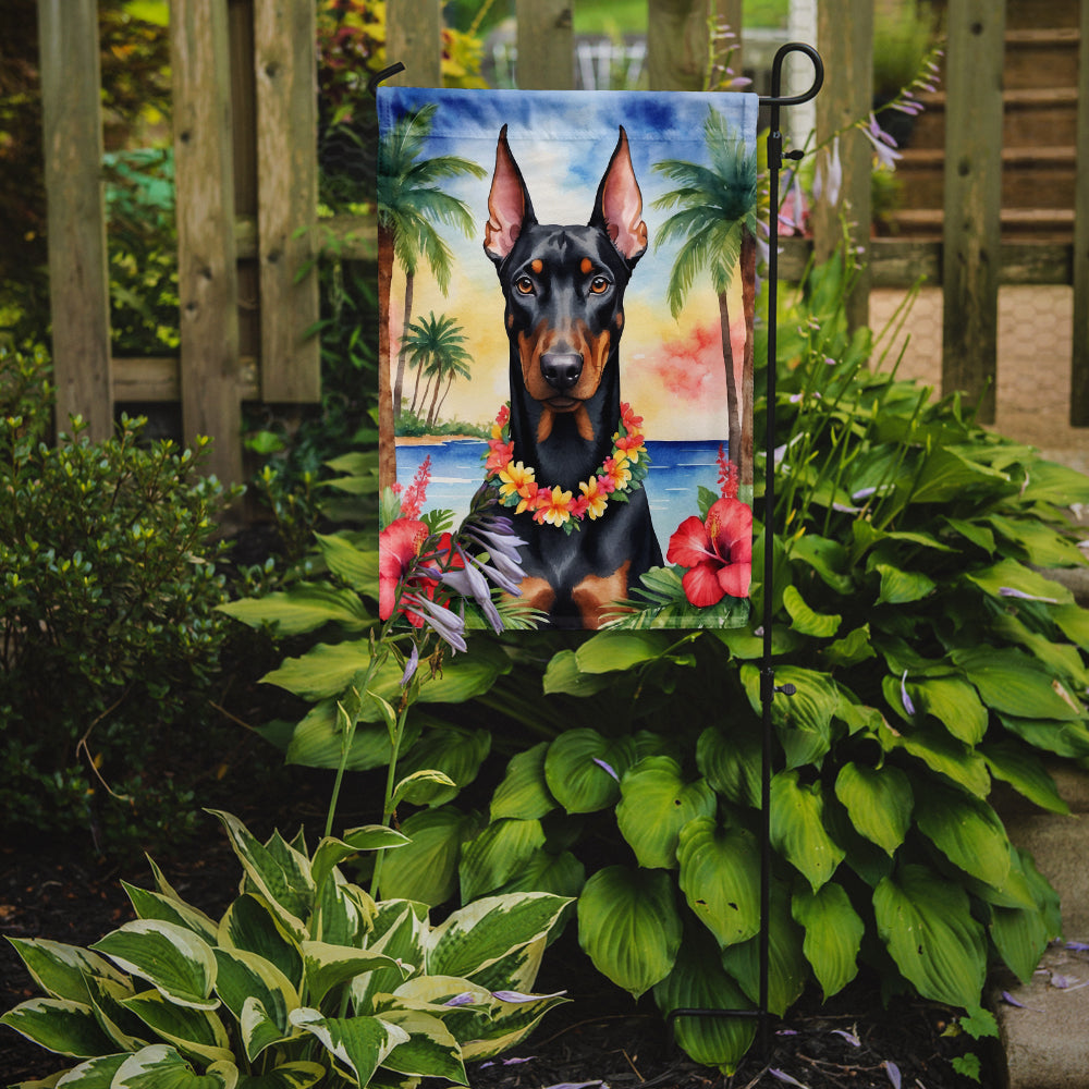 Doberman Pinscher Luau Garden Flag