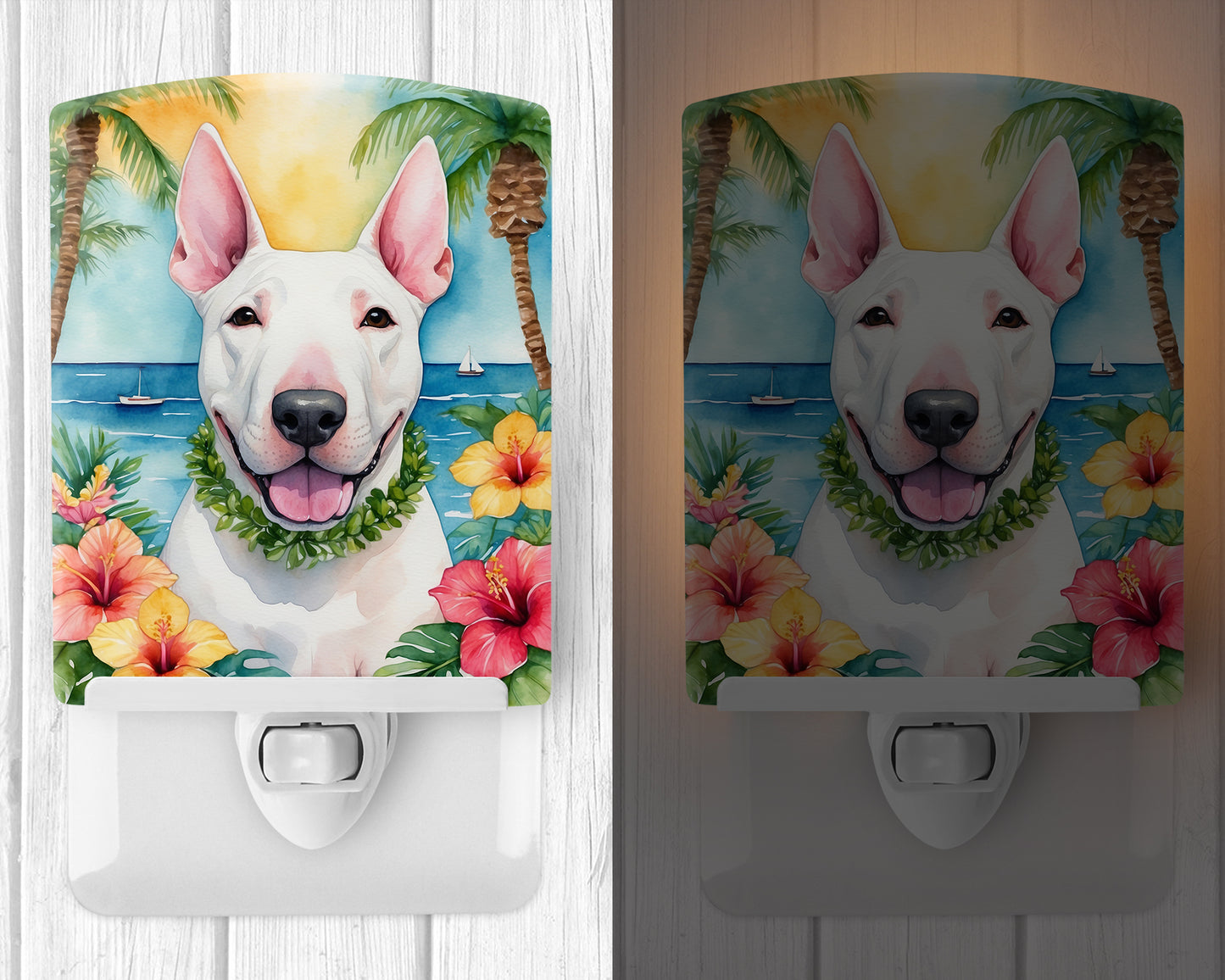 English Bull Terrier Luau Ceramic Night Light