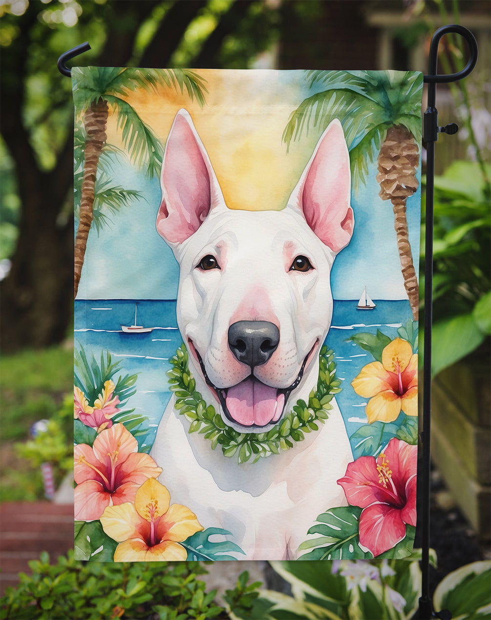 English Bull Terrier Luau Garden Flag